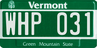 VT license plate WHP031