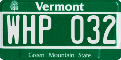 VT license plate WHP032