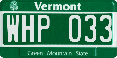 VT license plate WHP033