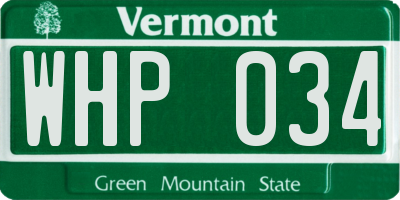 VT license plate WHP034