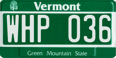 VT license plate WHP036