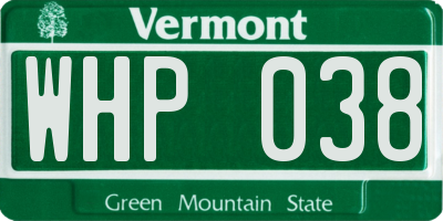 VT license plate WHP038