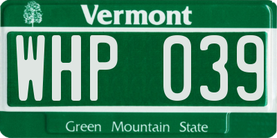 VT license plate WHP039