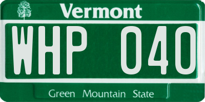 VT license plate WHP040
