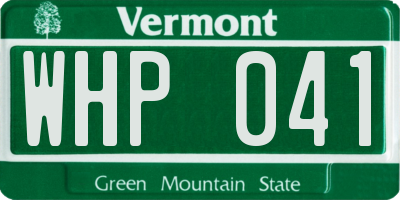 VT license plate WHP041