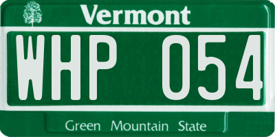 VT license plate WHP054