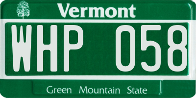 VT license plate WHP058