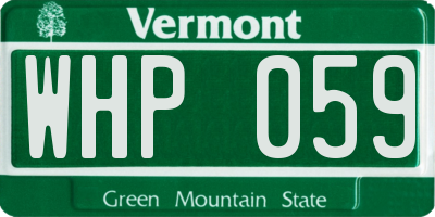 VT license plate WHP059