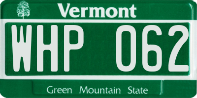 VT license plate WHP062