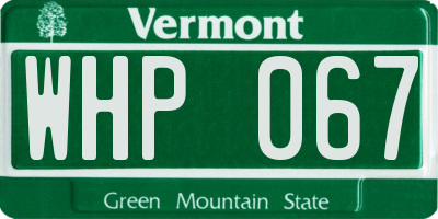 VT license plate WHP067