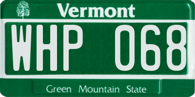 VT license plate WHP068