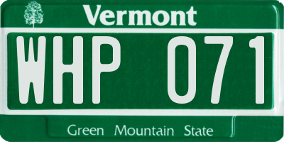VT license plate WHP071