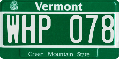 VT license plate WHP078