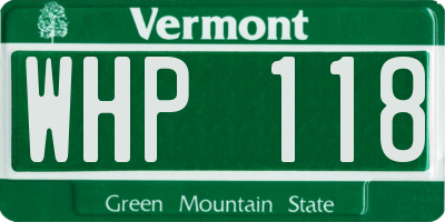VT license plate WHP118