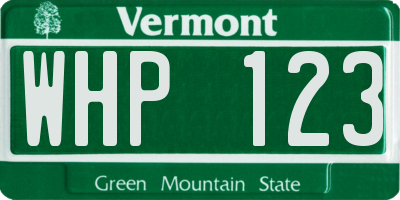 VT license plate WHP123