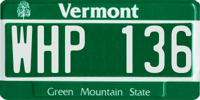 VT license plate WHP136