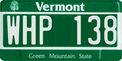 VT license plate WHP138
