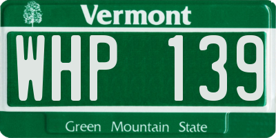 VT license plate WHP139