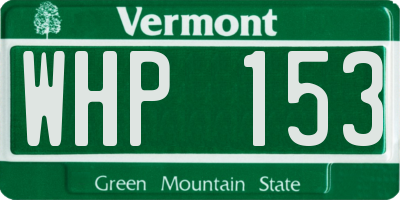 VT license plate WHP153