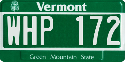 VT license plate WHP172
