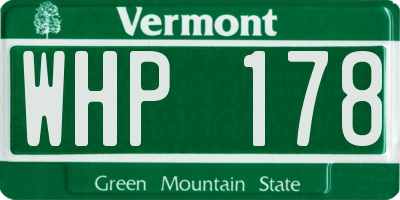 VT license plate WHP178