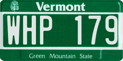 VT license plate WHP179