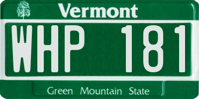 VT license plate WHP181