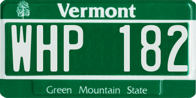 VT license plate WHP182