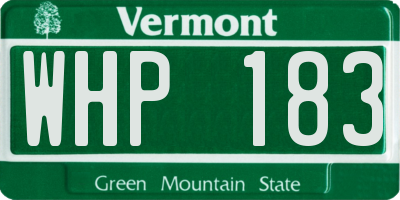 VT license plate WHP183