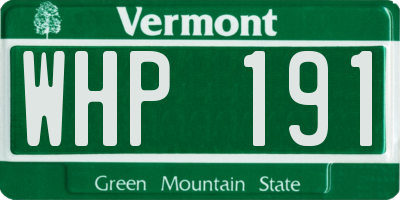 VT license plate WHP191