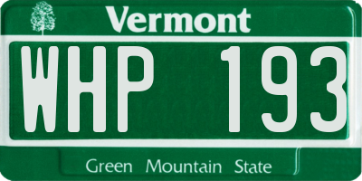 VT license plate WHP193