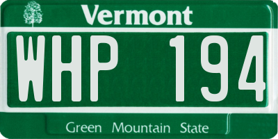 VT license plate WHP194