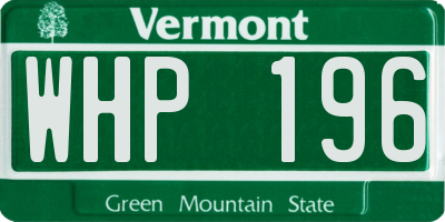 VT license plate WHP196
