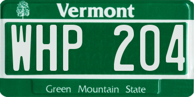 VT license plate WHP204