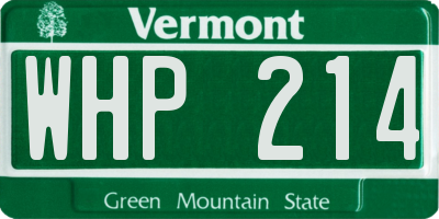 VT license plate WHP214
