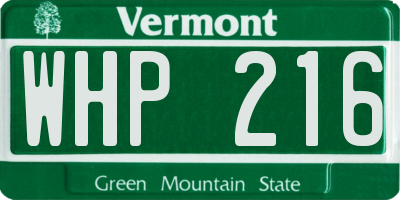 VT license plate WHP216