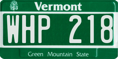 VT license plate WHP218
