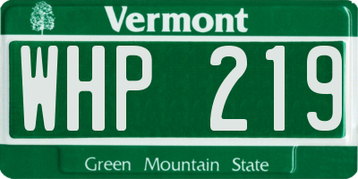 VT license plate WHP219