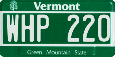 VT license plate WHP220