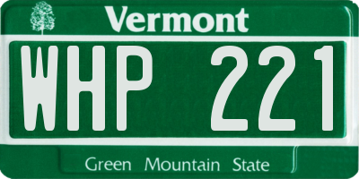 VT license plate WHP221