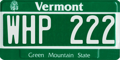 VT license plate WHP222