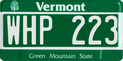 VT license plate WHP223