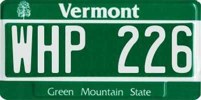 VT license plate WHP226