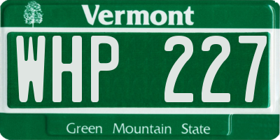 VT license plate WHP227