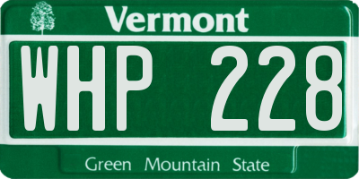 VT license plate WHP228