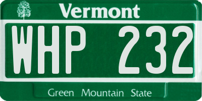 VT license plate WHP232