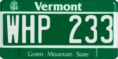 VT license plate WHP233