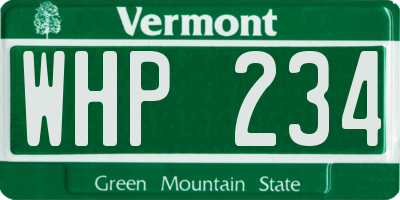 VT license plate WHP234
