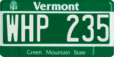 VT license plate WHP235