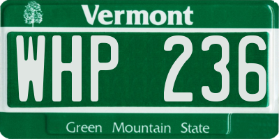 VT license plate WHP236